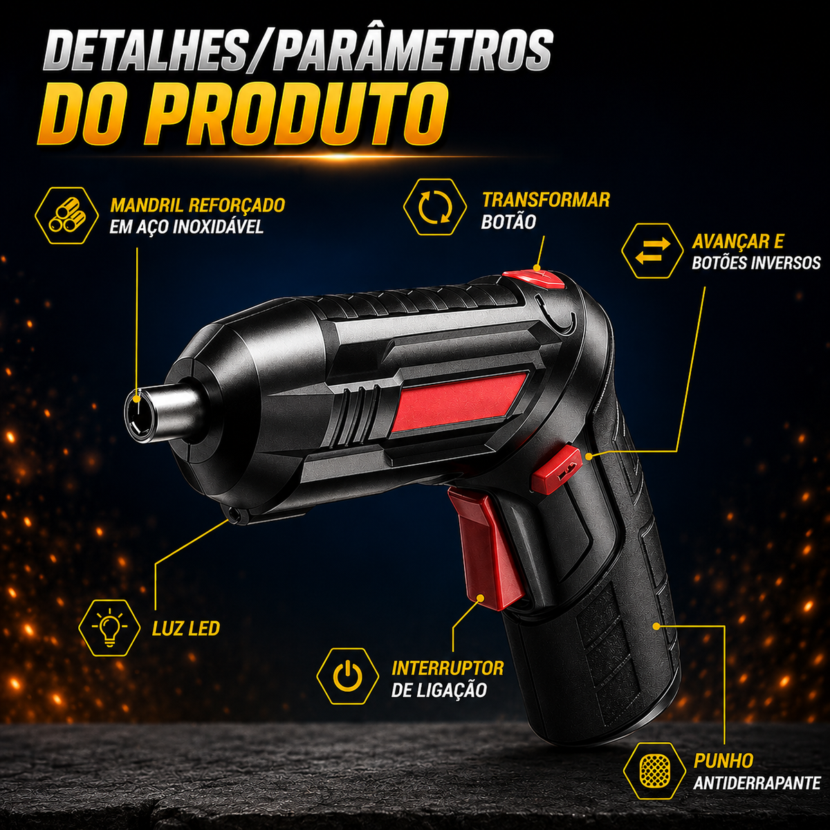 Aparafusadora Elétrica Sem Fios DrillMate® | 47 Peças + Mala de Transporte