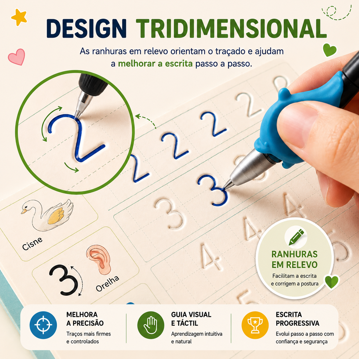 MagicBook™ | Kit 4 Cadernos de Caligrafia Reutilizáveis — Português ou Inglês
