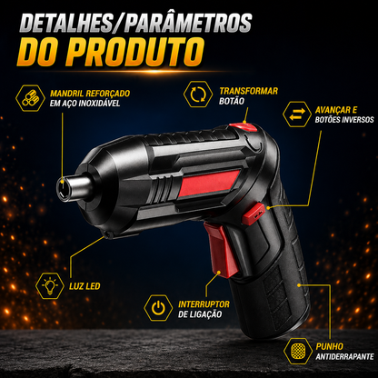 Aparafusadora Elétrica Sem Fios DrillMate®  | 47 Peças + Mala de Transporte
