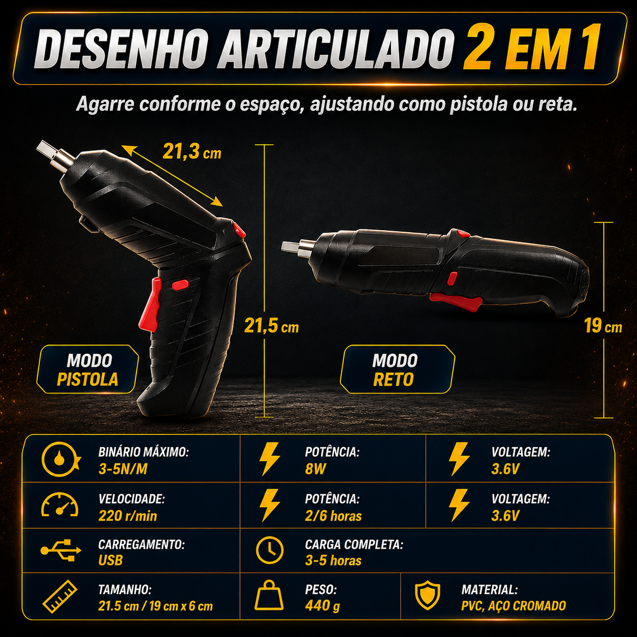 Aparafusadora Elétrica Sem Fios DrillMate®  | 47 Peças + Mala de Transporte