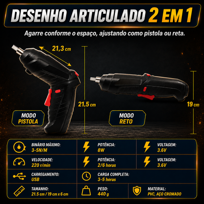 Aparafusadora Elétrica Sem Fios DrillMate®  | 47 Peças + Mala de Transporte