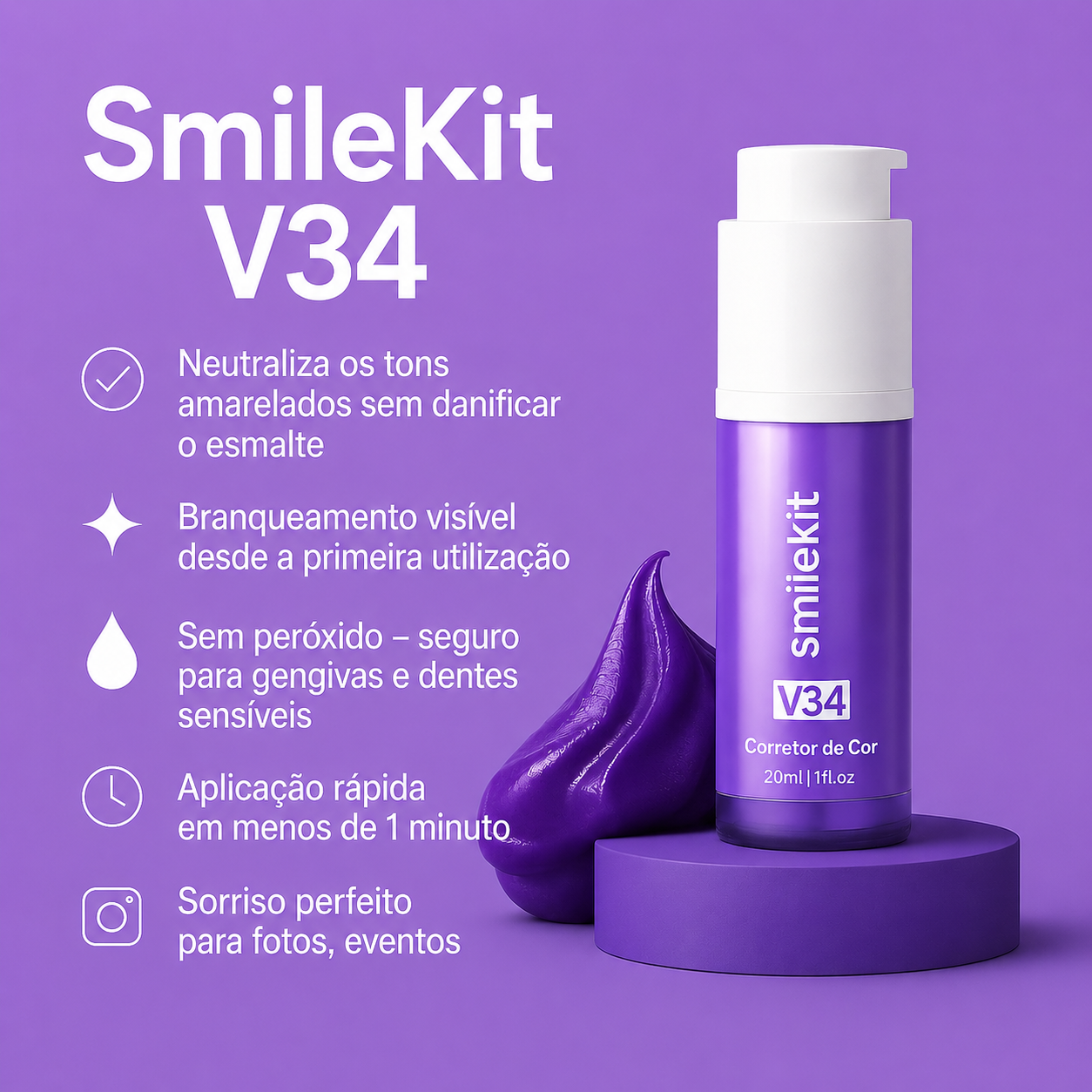 Pasta Branqueadora Dentária SmileKit™ V34 (COMPRA 1, LEVA 2)