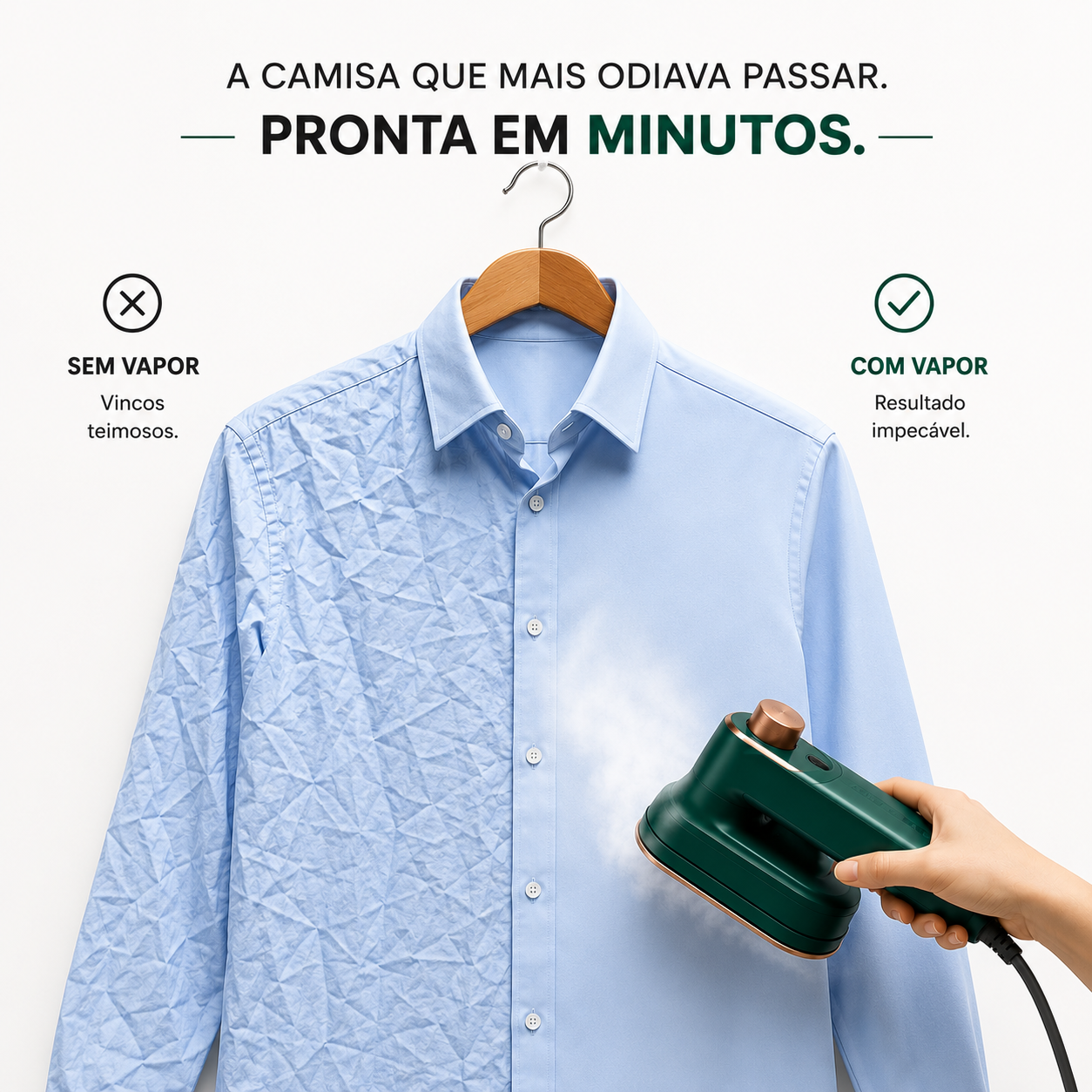 Ferro de Engomar Portátil 2 em 1 com Vapor