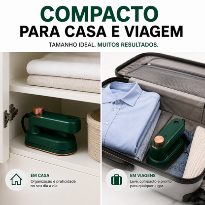 Ferro de Engomar Portátil 2 em 1 com Vapor