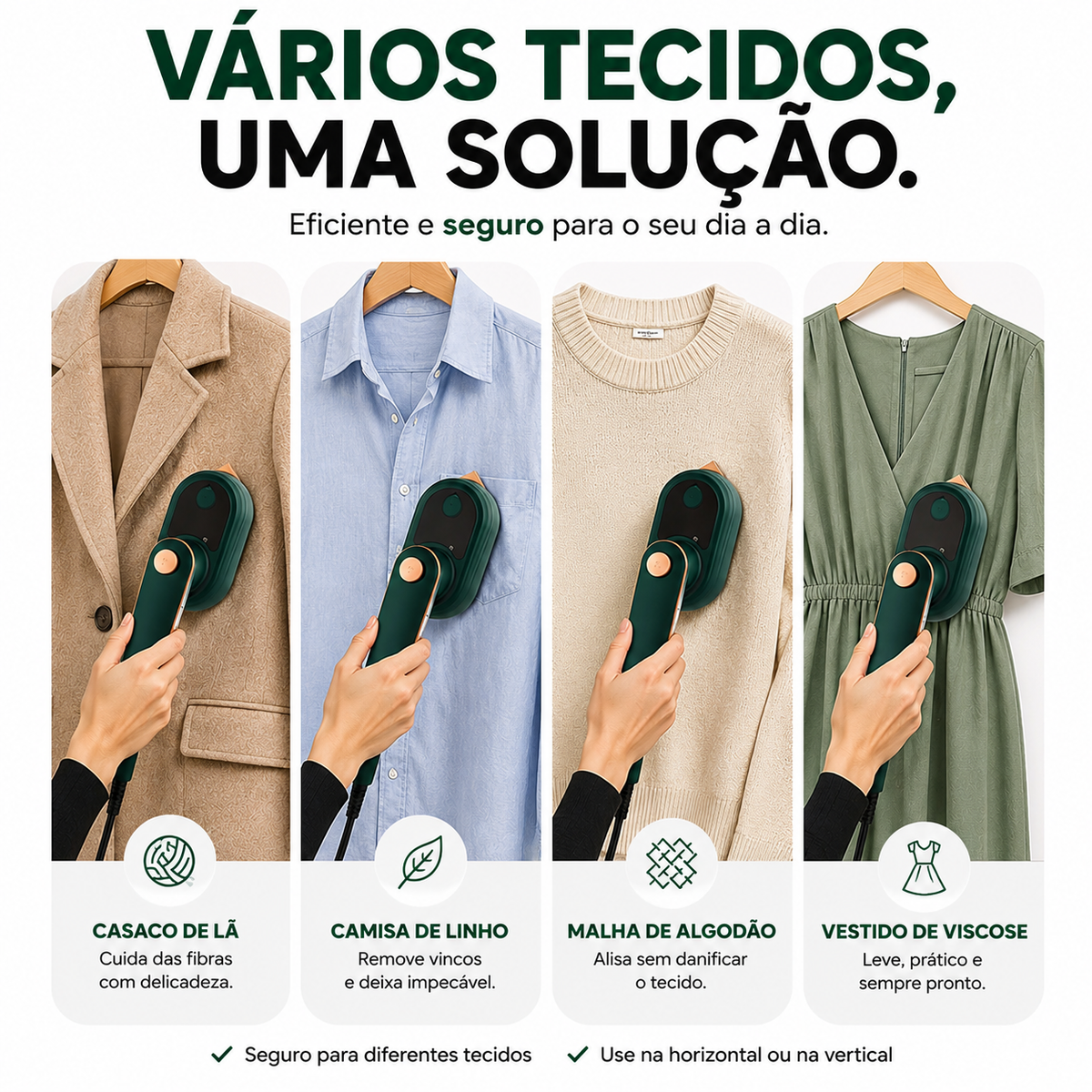 Ferro de Engomar Portátil 2 em 1 com Vapor
