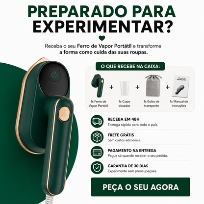 Ferro de Engomar Portátil 2 em 1 com Vapor