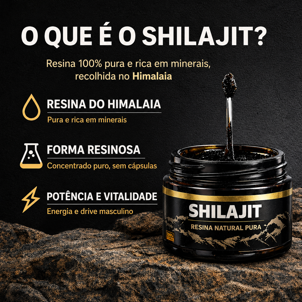 Resina Pura SHILAJIT® | Energia, Foco e Vitalidade Masculina