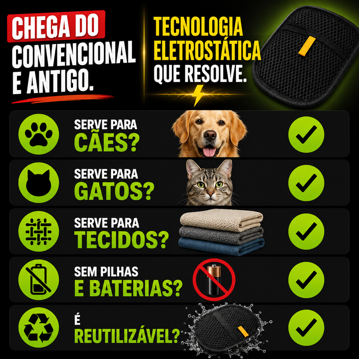 Escova Tira Pelos Eletrostática