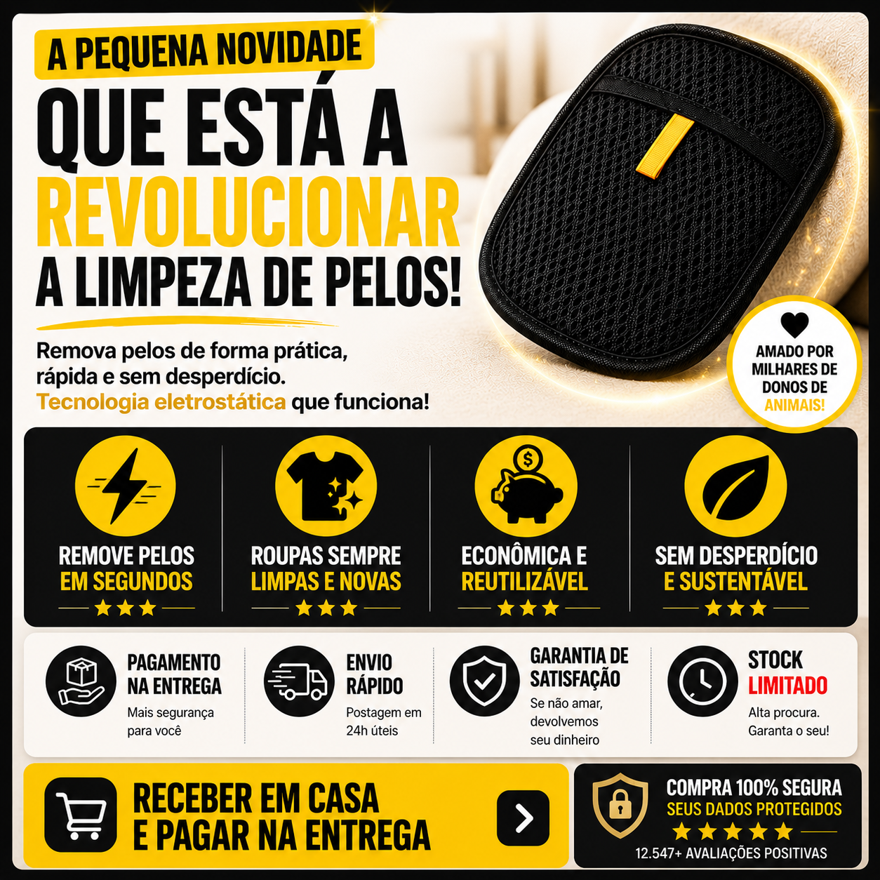 Escova Tira Pelos Eletrostática