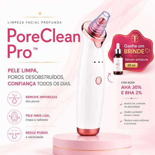 Removedor de Cravos e Espinhas PoreClean Pro™ + Sérum Antiacne GRÁTIS