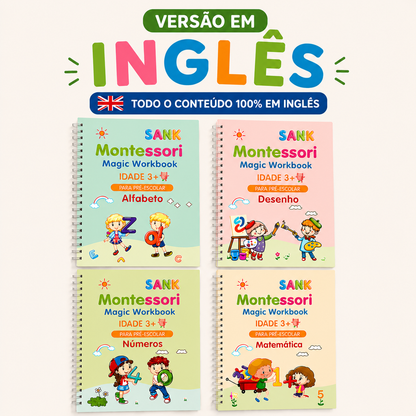 Kit 4 Cadernos Educativos Reutilizáveis MagicBook™ (Português e Inglês)