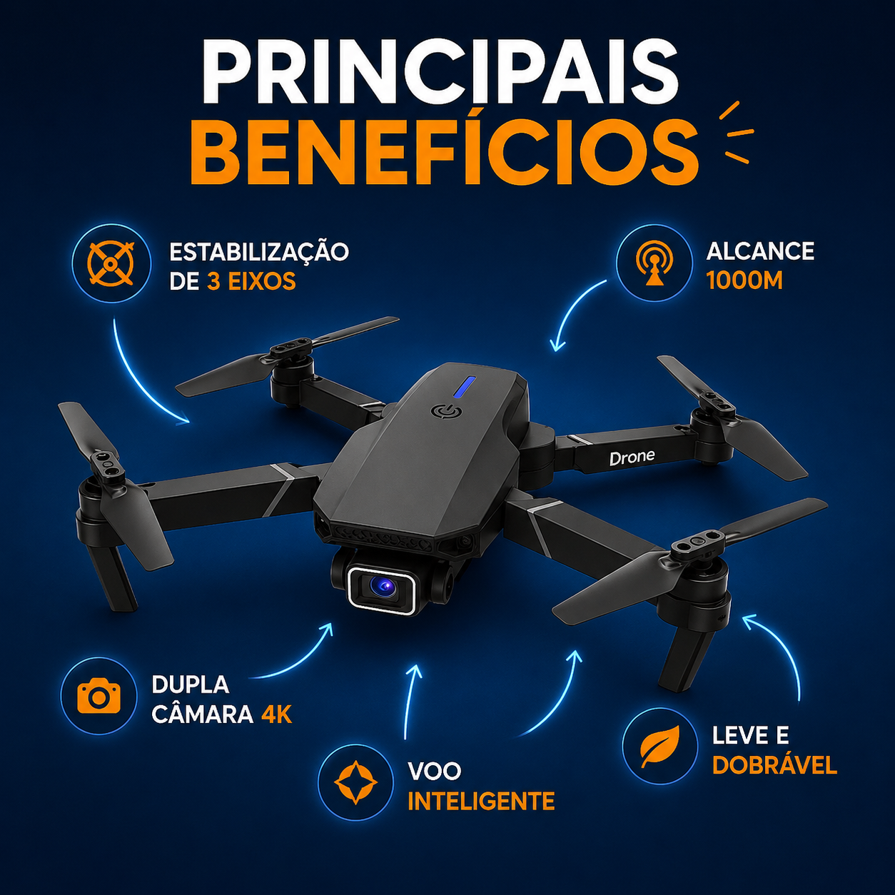 Drone Profissional 4K com Câmara Dupla + Mala de Transporte Grátis