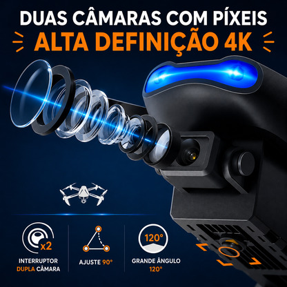 Drone Profissional 4K com Câmara Dupla + Mala de Transporte Grátis