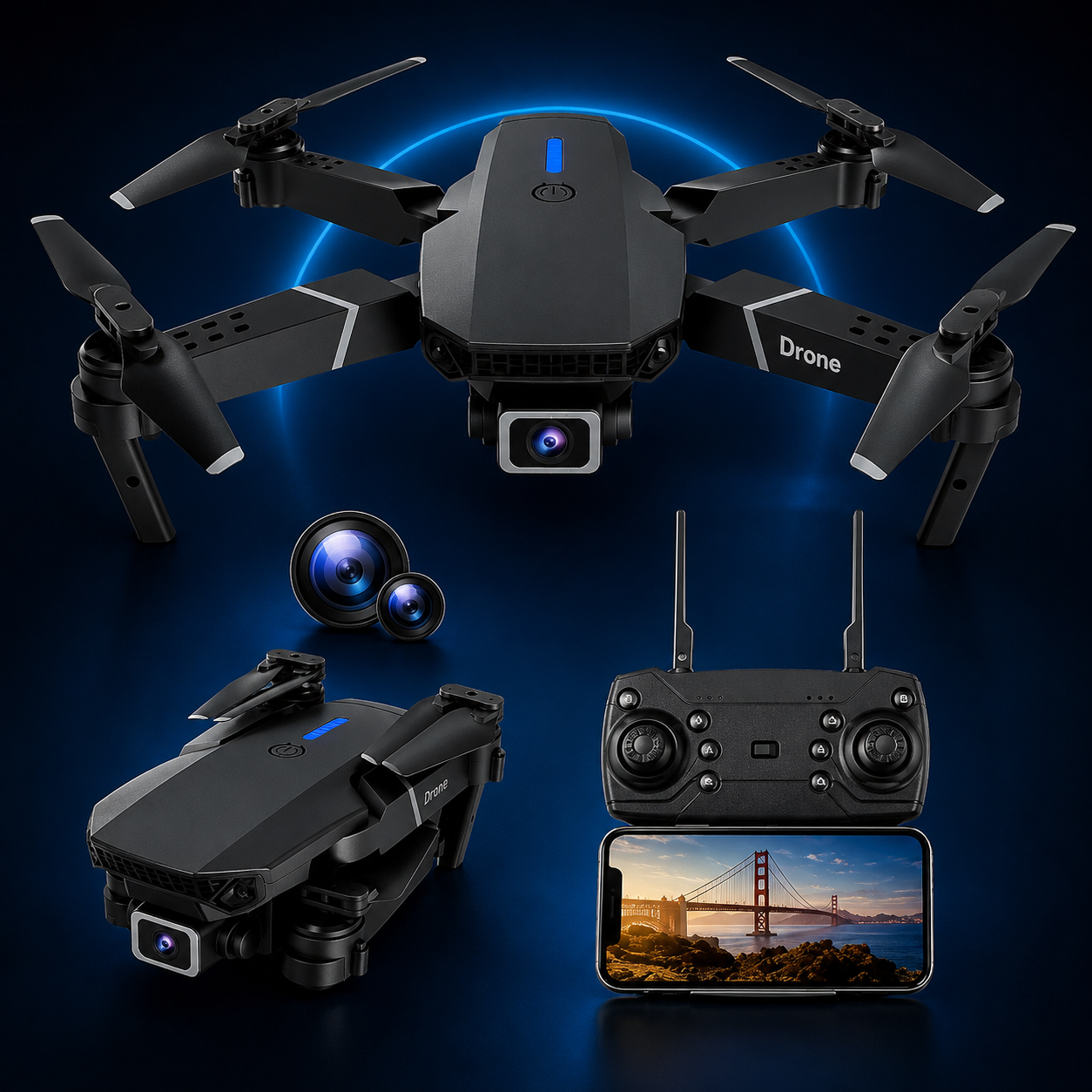 Drone Profissional 4K com Câmara Dupla + Mala de Transporte Grátis