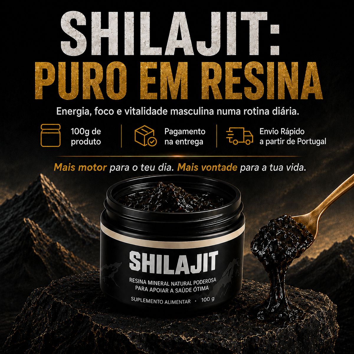 Resina Pura de SHILAJIT® | Energia, Foco e Vitalidade Sem Químicos