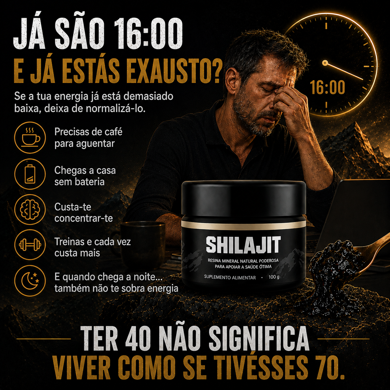 Resina Pura de SHILAJIT® | Energia, Foco e Vitalidade Sem Químicos