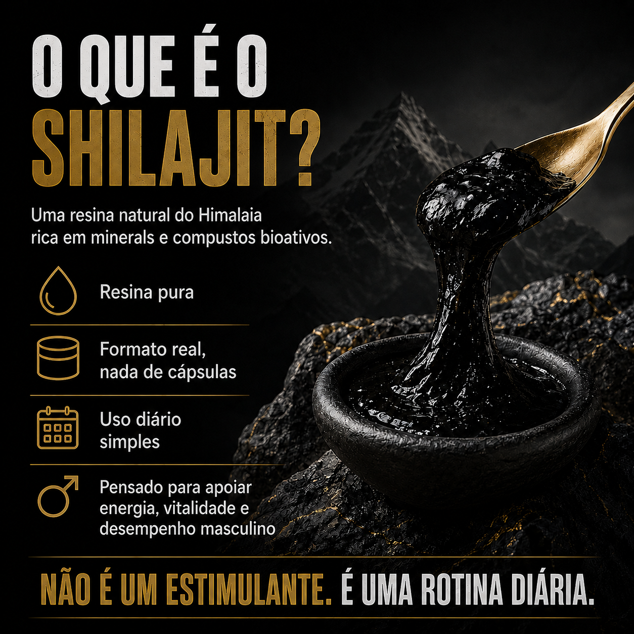 Resina Pura de SHILAJIT® | Energia, Foco e Vitalidade Sem Químicos