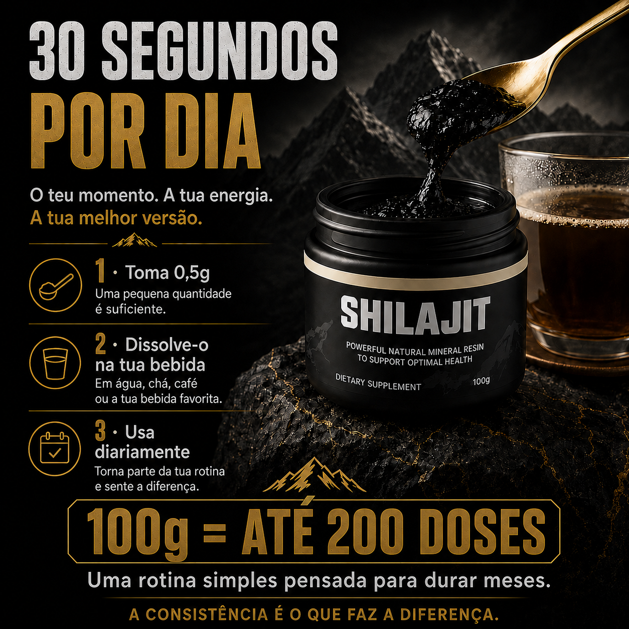 Resina Pura de SHILAJIT® | Energia, Foco e Vitalidade Sem Químicos