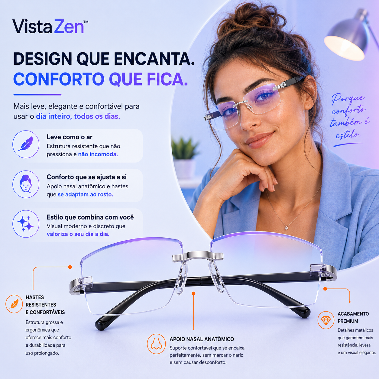 Óculos com Filtro de Luz Azul + Case | VistaZen™