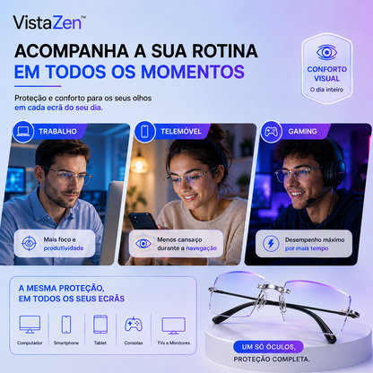 Óculos com Filtro de Luz Azul + Case | VistaZen™